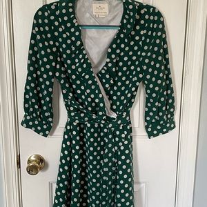 Kate Spade Green Polka Dot Wrap and Tie Dress (Daniella)